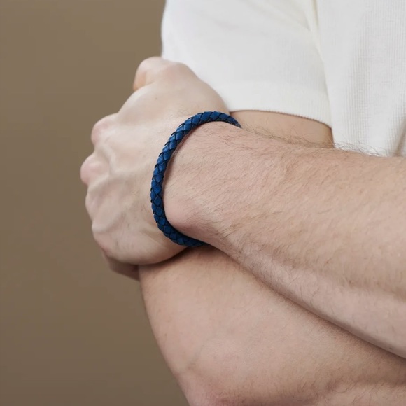 🌟 TRENDHIM BLUE BOLO BRAIDED LEATHER BRACELET TWIST - Picture 2 of 4